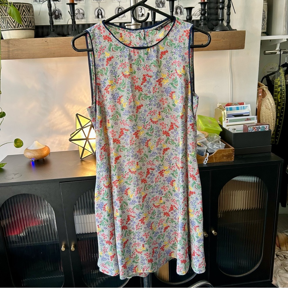 Zara Basic Floral Sleeveless Shift Dress